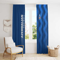 Azerbaijan Football Window Curtain with AFFA Emblem in Blue Geometric Design