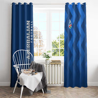 Azerbaijan Football Window Curtain with AFFA Emblem in Blue Geometric Design