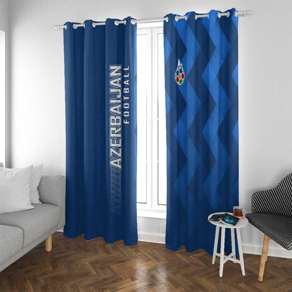 Azerbaijan Football Window Curtain with AFFA Emblem in Blue Geometric Design