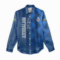 Azerbaijan Football Women Casual Shirt with AFFA Emblem in Blue Geometric Design