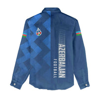 Azerbaijan Football Women Casual Shirt with AFFA Emblem in Blue Geometric Design