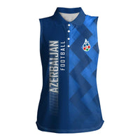 Azerbaijan Football Women Sleeveless Polo Shirt with AFFA Emblem in Blue Geometric Design
