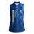 Azerbaijan Football Women Sleeveless Polo Shirt with AFFA Emblem in Blue Geometric Design