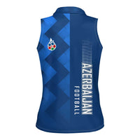 Azerbaijan Football Women Sleeveless Polo Shirt with AFFA Emblem in Blue Geometric Design