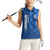 Azerbaijan Football Women Sleeveless Polo Shirt with AFFA Emblem in Blue Geometric Design
