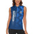 Azerbaijan Football Women Sleeveless Polo Shirt with AFFA Emblem in Blue Geometric Design