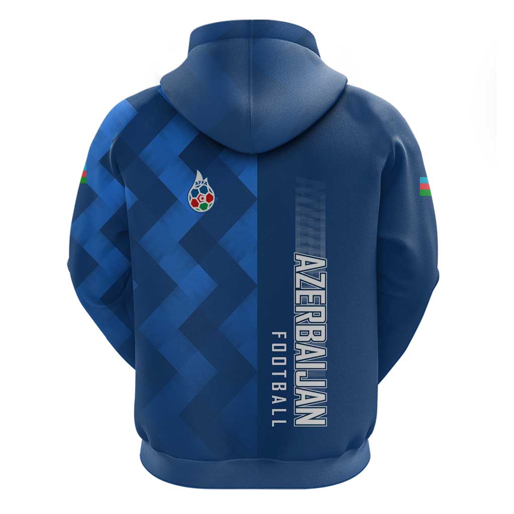 Azerbaijan Football Zip Hoodie with AFFA Emblem in Blue Geometric Design