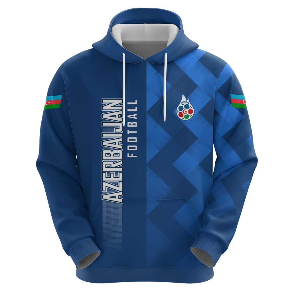 Azerbaijan Football Zip Hoodie with AFFA Emblem in Blue Geometric Design