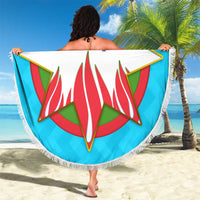 Azerbaijan National Emblem Beach Blanket with Star and Flame Design in Sky Blue