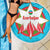 Azerbaijan National Emblem Beach Blanket with Star and Flame Design in Sky Blue