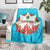 Azerbaijan National Emblem Blanket with Star and Flame Design in Sky Blue