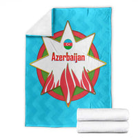 Azerbaijan National Emblem Blanket with Star and Flame Design in Sky Blue