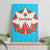 Azerbaijan National Emblem Canvas Wall Art with Star and Flame Design in Sky Blue