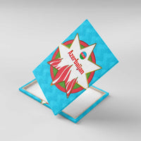 Azerbaijan National Emblem Canvas Wall Art with Star and Flame Design in Sky Blue