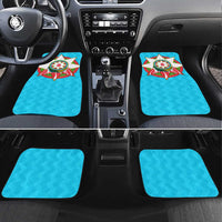 Azerbaijan National Emblem Car Mats with Star and Flame Design in Sky Blue