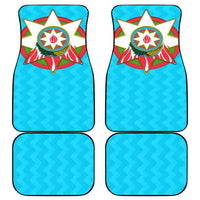 Azerbaijan National Emblem Car Mats with Star and Flame Design in Sky Blue