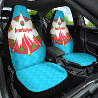 Azerbaijan National Emblem Car Seat Cover with Star and Flame Design in Sky Blue