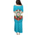 Azerbaijan National Emblem Family Matching Puletasi and Hawaiian Shirt with Star and Flame Design in Sky Blue