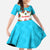 Azerbaijan National Emblem Family Matching Summer Maxi Dress and Hawaiian Shirt with Star and Flame Design in Sky Blue