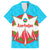 Azerbaijan National Emblem Family Matching Summer Maxi Dress and Hawaiian Shirt with Star and Flame Design in Sky Blue