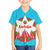 Azerbaijan National Emblem Family Matching Summer Maxi Dress and Hawaiian Shirt with Star and Flame Design in Sky Blue