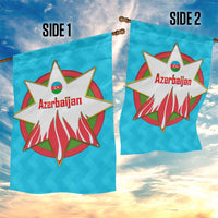 Azerbaijan National Emblem Garden Flag with Star and Flame Design in Sky Blue