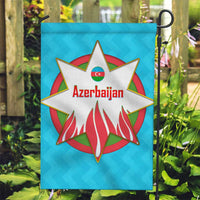 Azerbaijan National Emblem Garden Flag with Star and Flame Design in Sky Blue