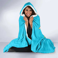 Azerbaijan National Emblem Hooded Blanket with Star and Flame Design in Sky Blue