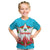 Azerbaijan National Emblem Kid T Shirt with Star and Flame Design in Sky Blue