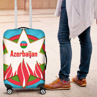 Azerbaijan National Emblem Luggage Cover with Star and Flame Design in Sky Blue