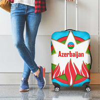 Azerbaijan National Emblem Luggage Cover with Star and Flame Design in Sky Blue