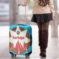 Azerbaijan National Emblem Luggage Cover with Star and Flame Design in Sky Blue