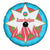 Azerbaijan National Emblem Spare Tire Cover with Star and Flame Design in Sky Blue