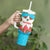 Azerbaijan National Emblem Tumbler With Handle with Star and Flame Design in Sky Blue