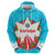 Azerbaijan National Emblem Zip Hoodie with Star and Flame Design in Sky Blue