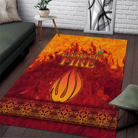 Azerbaijan Land of Fire Area Rug with Flame Towers and Baku Design