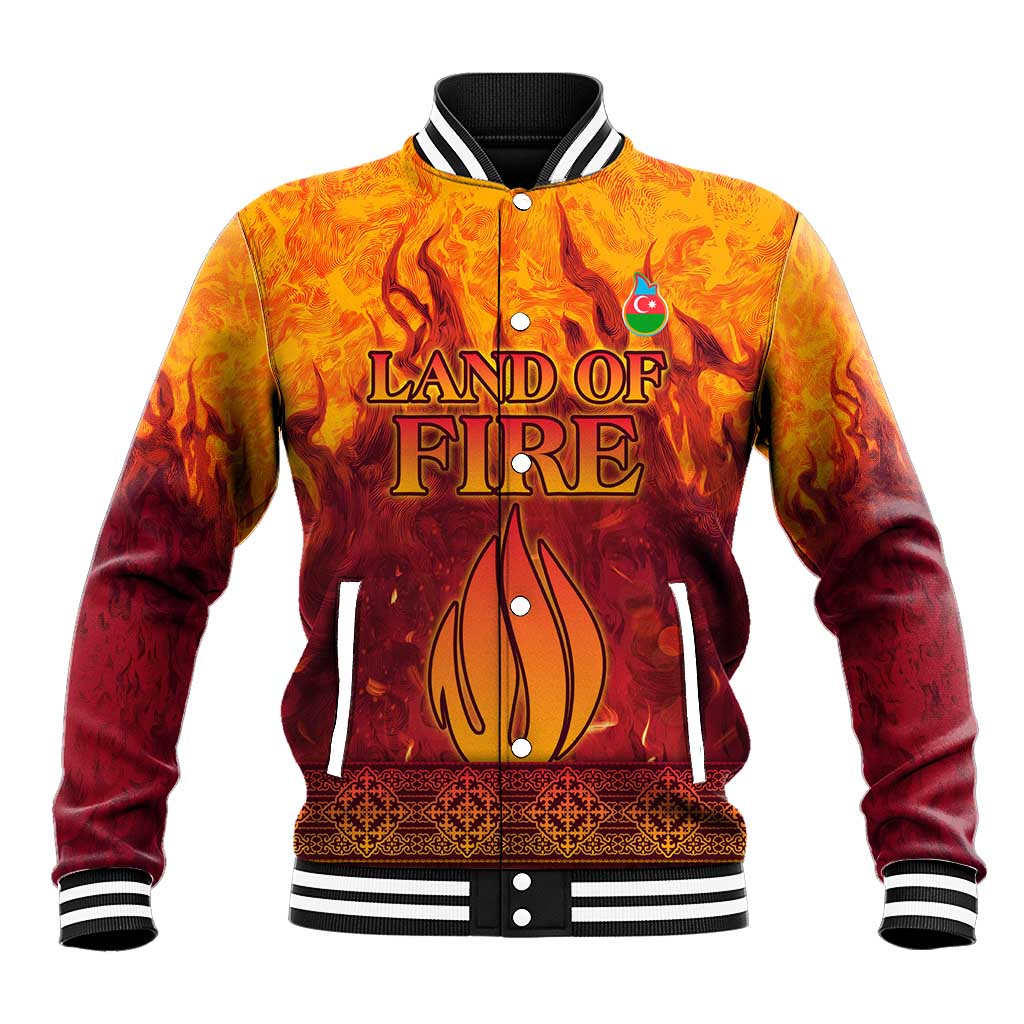 Azerbaijan Land of Fire Baseball Jacket with Flame Towers and Baku Design