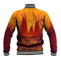 Azerbaijan Land of Fire Baseball Jacket with Flame Towers and Baku Design