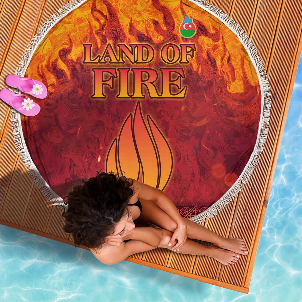 Azerbaijan Land of Fire Beach Blanket with Flame Towers and Baku Design