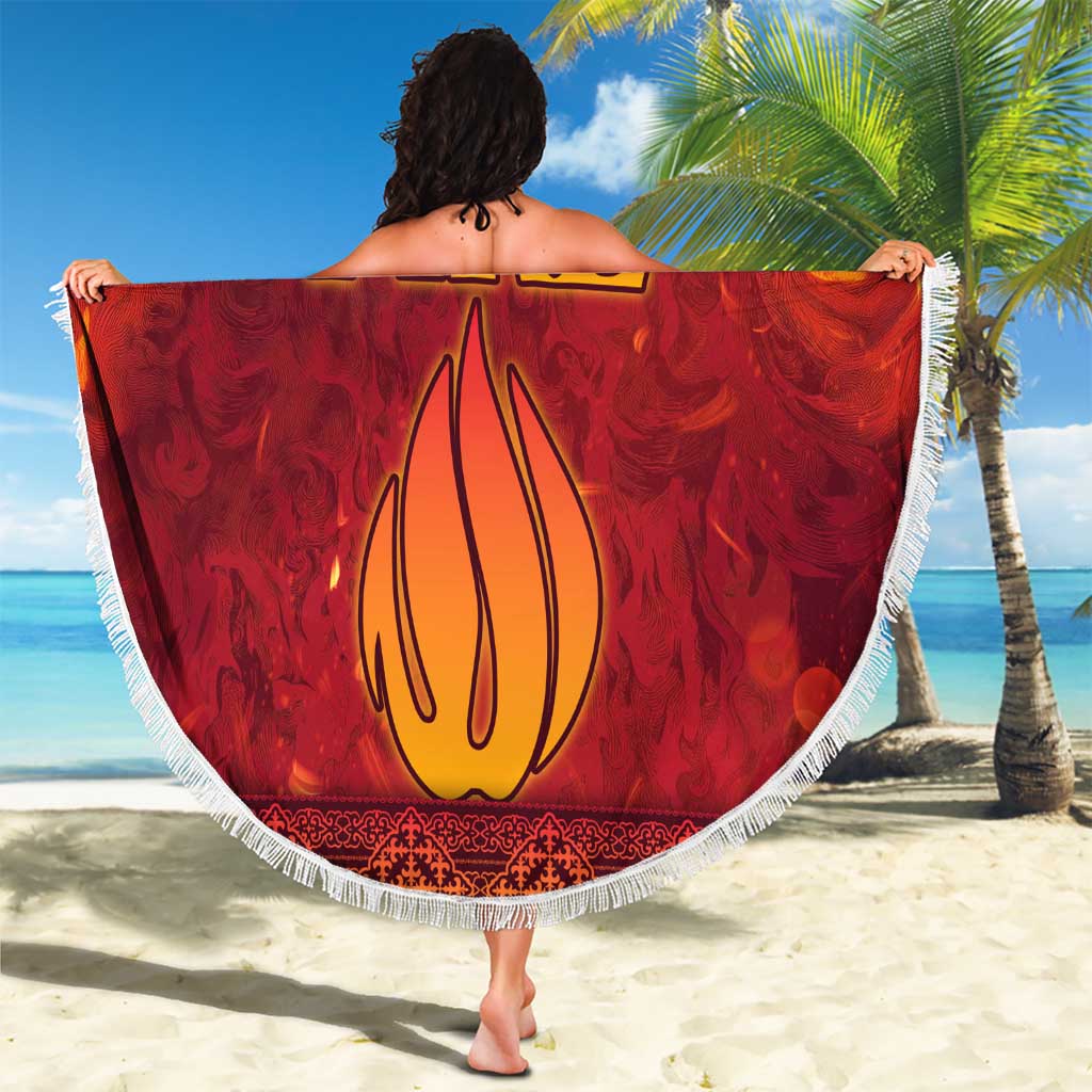 Azerbaijan Land of Fire Beach Blanket with Flame Towers and Baku Design