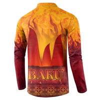 Azerbaijan Land of Fire Button Sweatshirt with Flame Towers and Baku Design