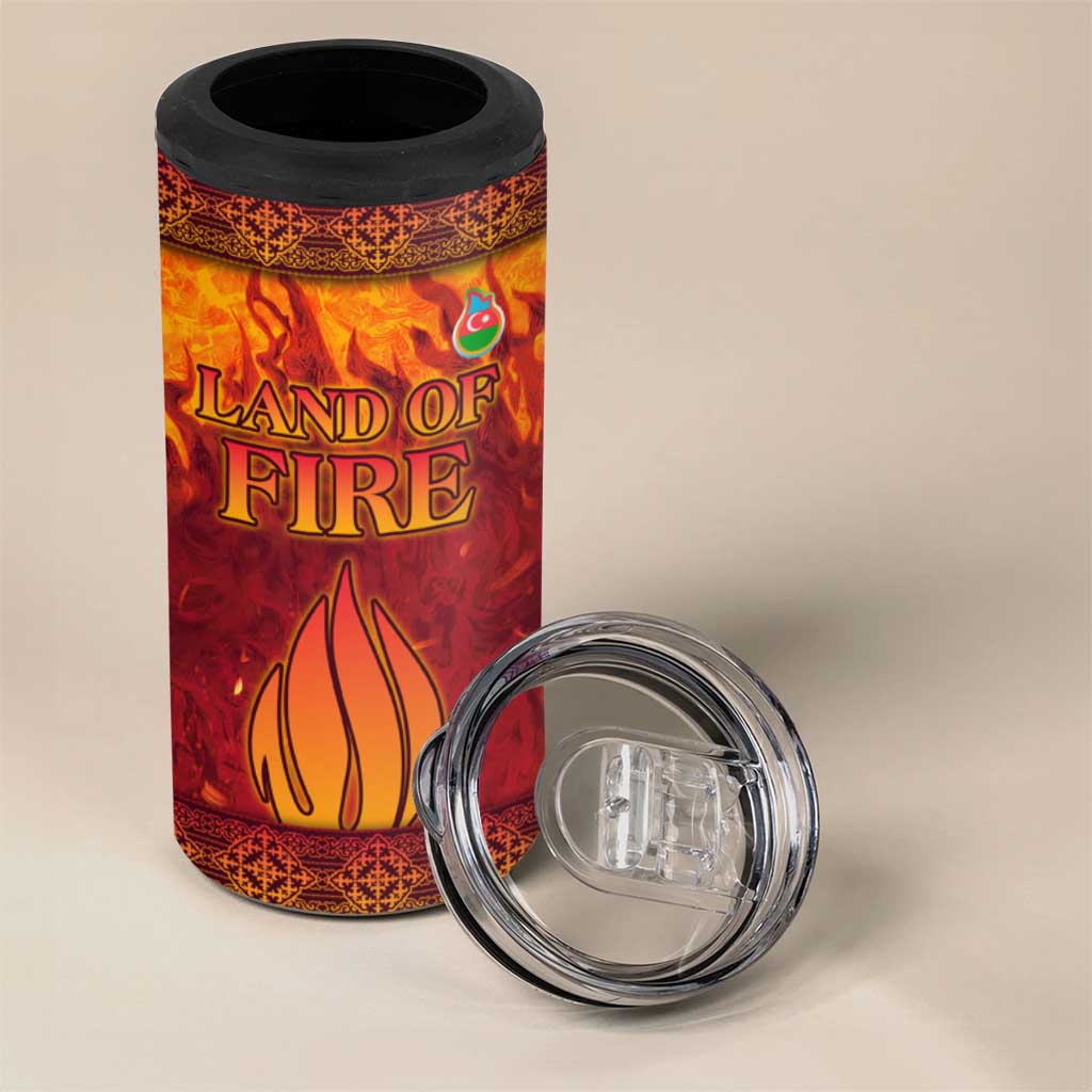 Azerbaijan Land of Fire 4 in 1 Can Cooler Tumbler with Flame Towers and Baku Design