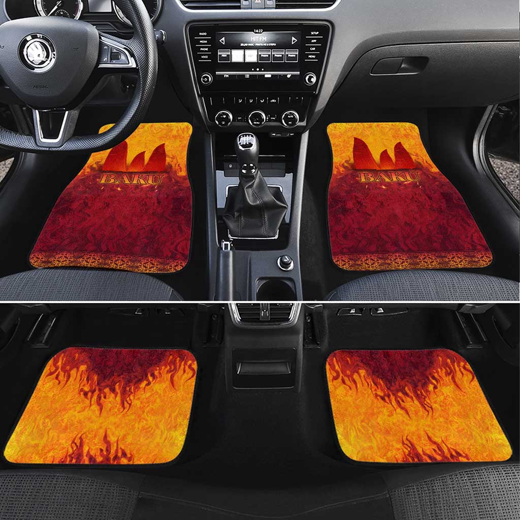 Azerbaijan Land of Fire Car Mats with Flame Towers and Baku Design