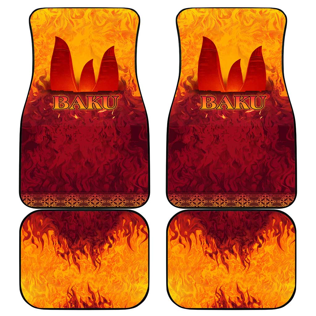 Azerbaijan Land of Fire Car Mats with Flame Towers and Baku Design