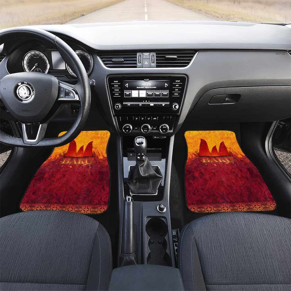 Azerbaijan Land of Fire Car Mats with Flame Towers and Baku Design