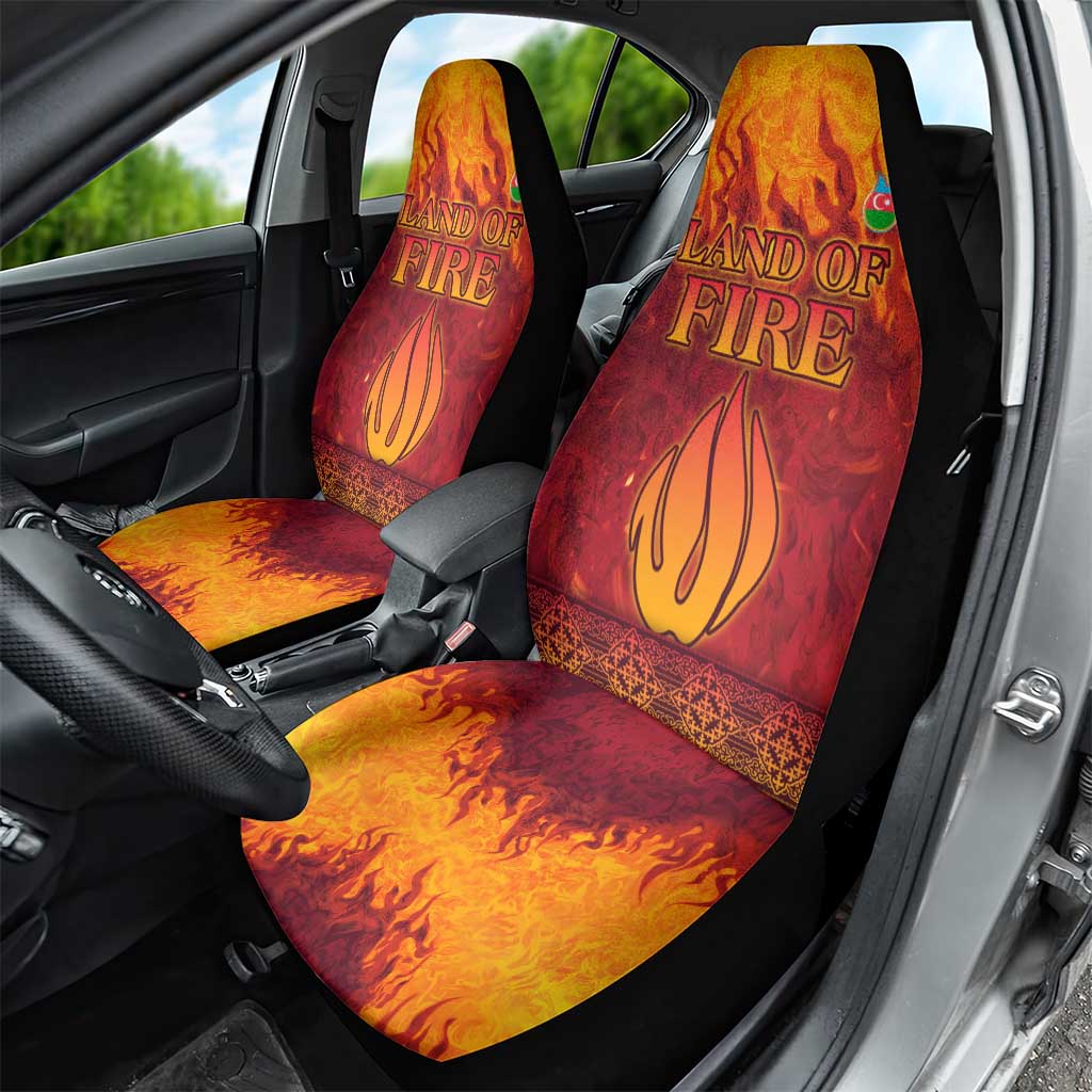 Azerbaijan Land of Fire Car Seat Cover with Flame Towers and Baku Design