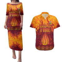 Azerbaijan Land of Fire Couples Matching Puletasi and Hawaiian Shirt with Flame Towers and Baku Design