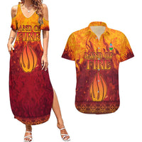 Azerbaijan Land of Fire Couples Matching Summer Maxi Dress and Hawaiian Shirt with Flame Towers and Baku Design