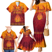 Azerbaijan Land of Fire Family Matching Mermaid Dress and Hawaiian Shirt with Flame Towers and Baku Design