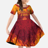 Azerbaijan Land of Fire Family Matching Off The Shoulder Long Sleeve Dress and Hawaiian Shirt with Flame Towers and Baku Design